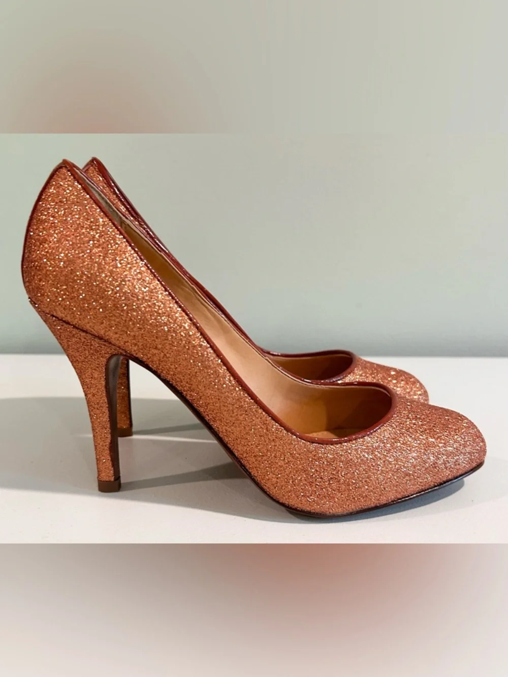 J.Crew Rose Gold Glitter Pumps Heels Size 6 Wedding Party Shoes